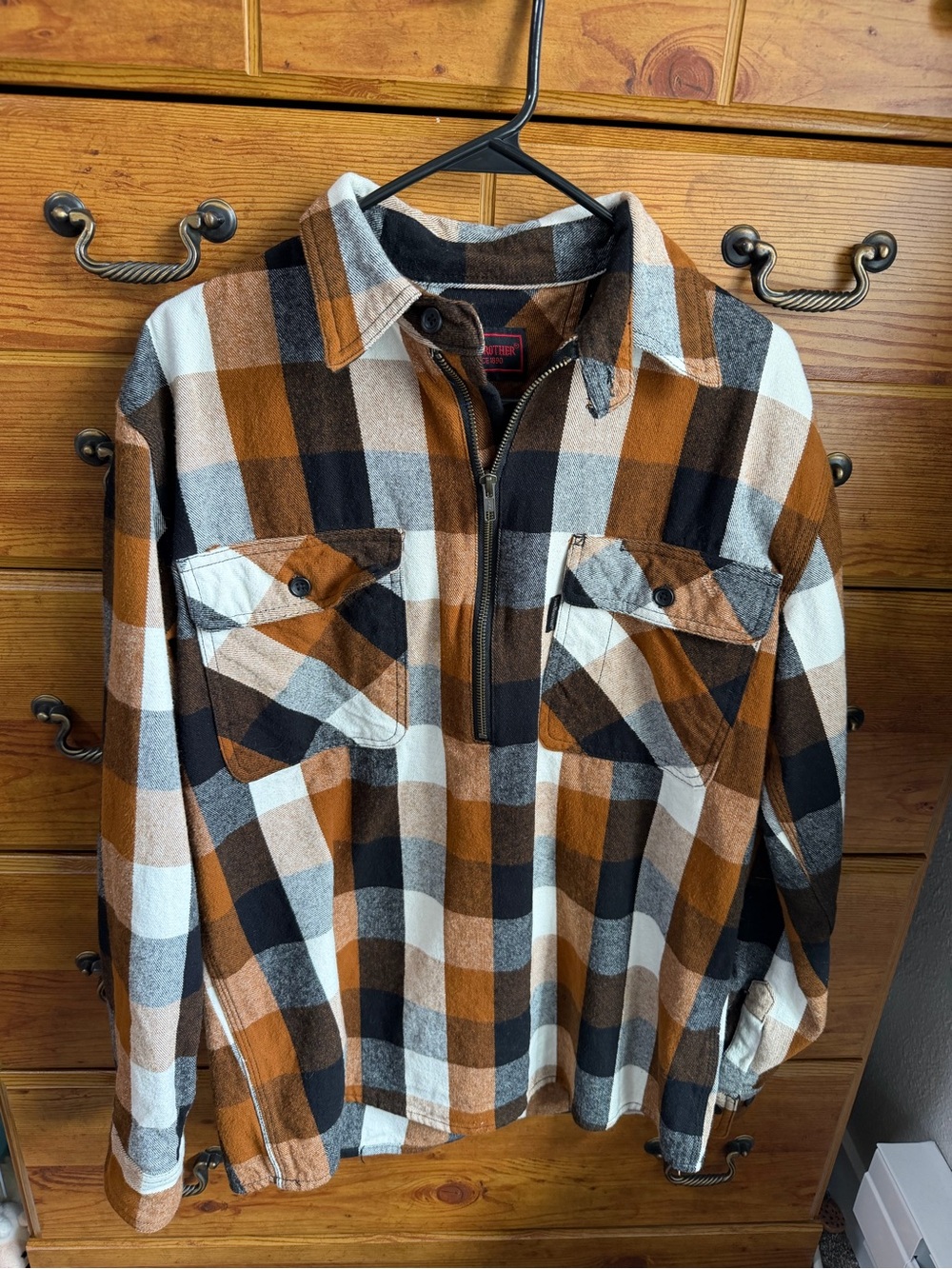 Five Brother plaid quarter-zip flannel size medium